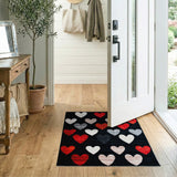 Pixel Hearts Mosaic Black Area Rug