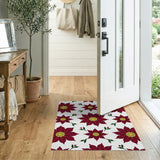 Red Poinsettia Floral Pattern Floral Vintage Area Rug