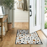 Tan Black Geometric Modern Area Rug