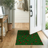Swirling Green Waves with Red Oval Pods Area Rug