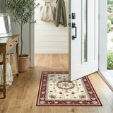 Red Traditional Persian Red Floral Persian Medallion Area Rug