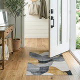 Gold and Silver Abstract Area Gold Wave Abstract Area Rug