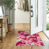 Floral Vintage Pink Vibrant Pink Floral Area Rug