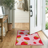 Playful Strawberry Scatter Pink Area Rug