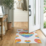 Kids Cartoon Rainbow Paw Heart Kids Area Rug
