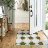 Sage Green Diamond Geometric Area Rug