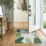 Lush Green Palm Leaf Coastal Beach Area Rug