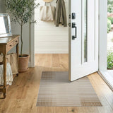 Beige Ombre Grid Woven Area Rug