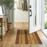 ODIKA Washable Rustic Wood Plank Print Rug - Non-Slip Low Pile Area Rug, Pet & Kid Friendly