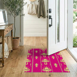 Vibrant Pink Art Deco Fan Motif Area Rug