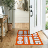 Bold Red Line Geometric Area Rug
