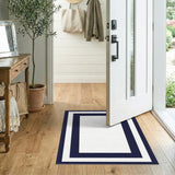 Navy Blue Bordered Area Rug