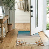Coastal Ocean Waves Seashell Area Rug