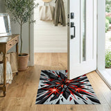 Red Explosion Geometric Area Rug
