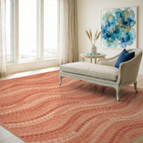 Orange Abstract Wave Dot Area Rug