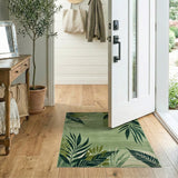 Green Coastal Beach Lush Green Palm Frond Area Rug