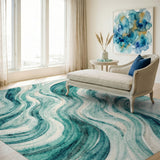 Abstract Area Teal Abstract Swirl Area Rug