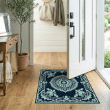 Blue and Teal Teal Mandala Navy Area Rug