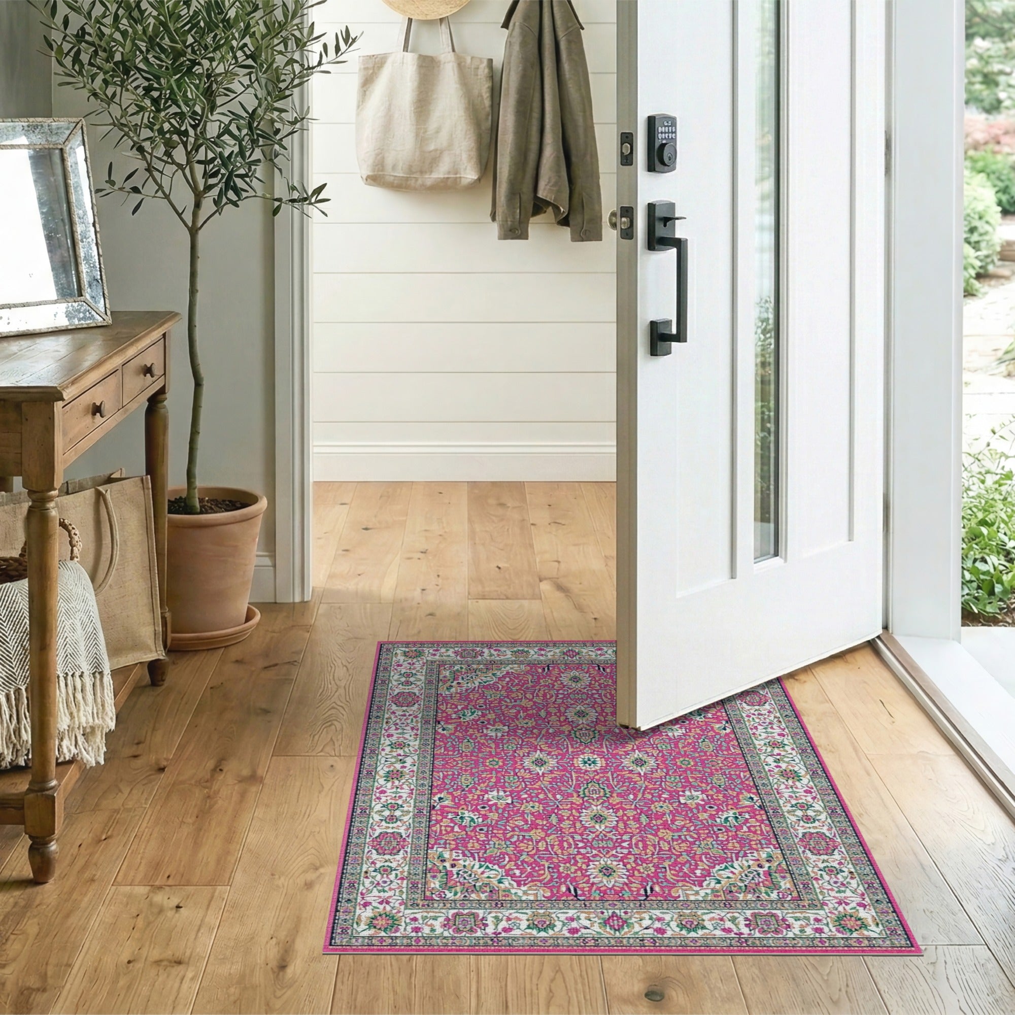 Vibrant Magenta Persian Floral Area Rug