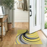 Vibrant Yellow Abstract Wave Area Rug