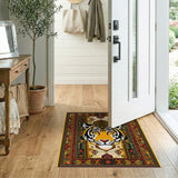 Bold Tiger Face Heritage Tribal Rug