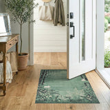 Whimsical Woodland Bunnies Green Area Rug