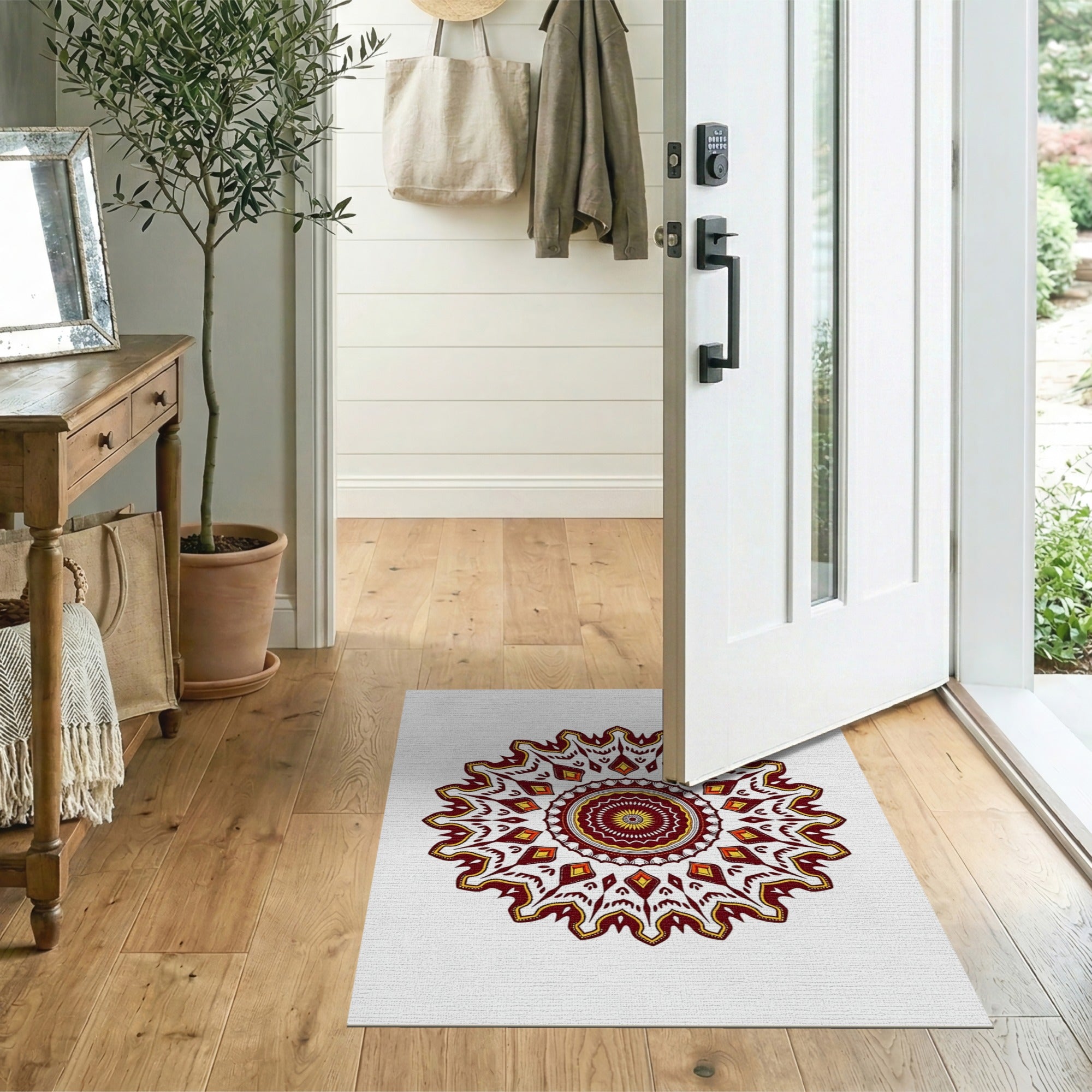 Multi-color and Patterns Red Mandala Heritage Tribal Area Rug