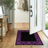 Ornate Pink Ornate Floral Border Area Rug