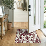 Elegant Red Gold Floral Damask Area Rug