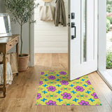 Sunny Yellow Pink Floral Cartoon Area Rug