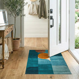 Teal Blue Geometric Circles Area Rug