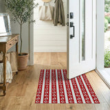Red and White Striped Swirl Area Rug