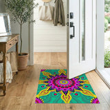 Multi-color and Patterns Vibrant Teal Mandala Area Rug