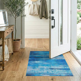 Abstract Blue Teal Streak Area Rug