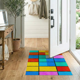 Multi-color and Patterns Vibrant Multi-Color Geometric Grid Area Rug