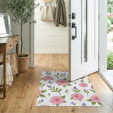 Pink Pink Roses Lavender Floral Area Rug