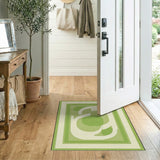 Green Abstract Geometric Modern Area Rug