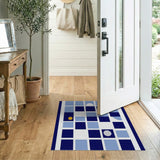 Navy Blue Pixel Geometric Area Rug