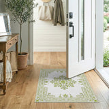 Floral Vintage Green Elegant Green Floral Medallion Area Rug