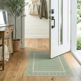 Ornate Green Persian Border Area Rug