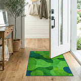 Green Vibrant Green Abstract Shag Area Rug