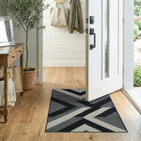Black and White Bold Black White Geometric Chevron Area Rug