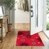 Vibrant Red Floral Star Area Rug