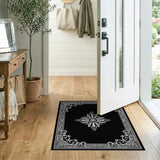 Ornate Black and White Ornate Black White Floral Medallion Rug