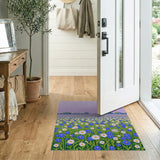 Blue White Daisy Meadow Area Rug