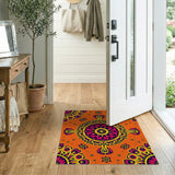 Vibrant Orange Pink Mandala Area Rug