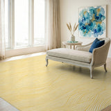 Yellow Wavy Geometric Area Rug