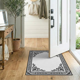 Traditional Persian Ornate Black White Persian Border Area Rug