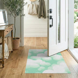 Dreamy Mint Bubble Abstract Area Rug