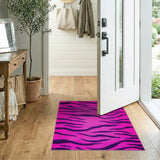 Hot Pink Zebra Stripe Geometric Area Rug